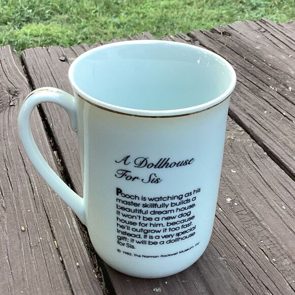 Norman Rockwell Museum Porcelain Mug Set of 3 1982 Gold Rim Vintage Coffee Cups - Picture 5 of 8